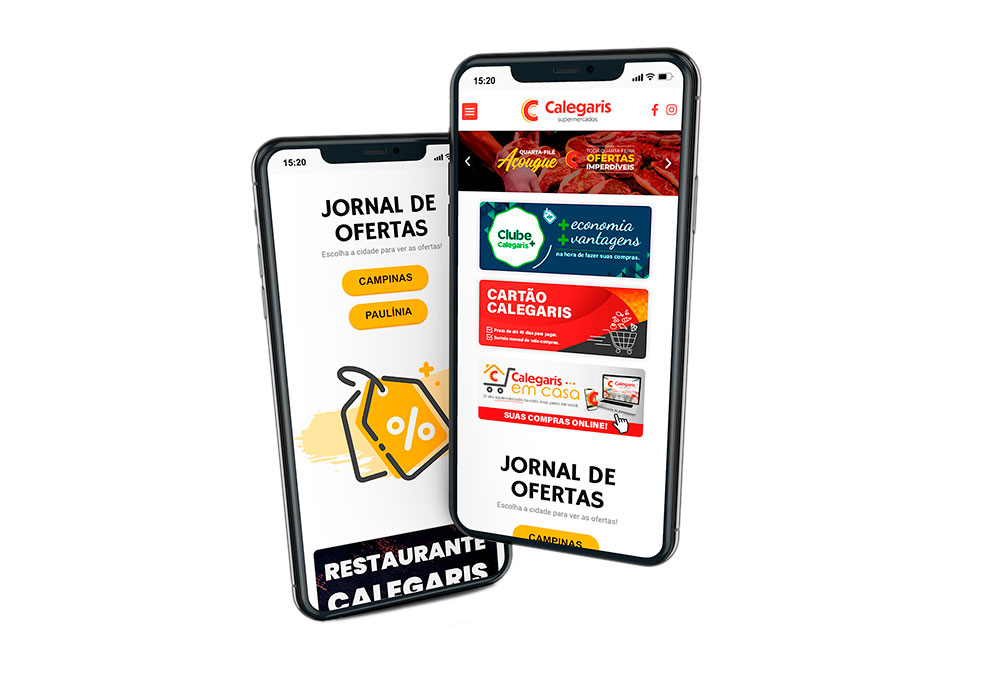 Criaçõ de Site Supermercado Calegaris - Versão mobile