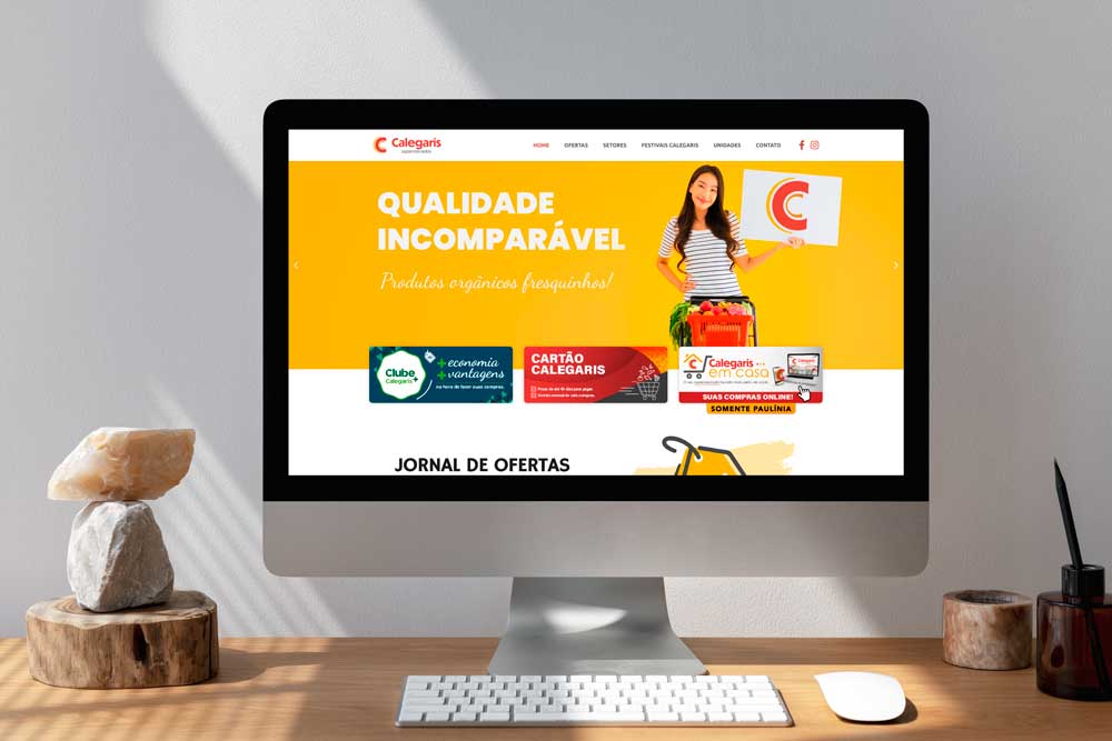 Criação de sites profissionais 6 Criação de Site Supermercado Calegaris - Versão Desktop