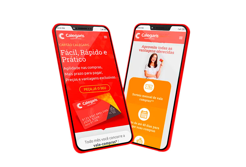 Criação de sites profissionais 10 Versão Mobile - Website Cartão Calegaris